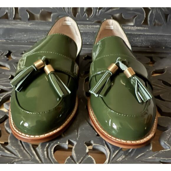 Cecelia New York Linear Tassel Loafers Green Patent Leather d’Orsay Slip On 9.5 - Picture 8 of 13